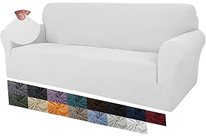 MAXIJIN Creative Jacquard Extra große Couchbezüge für 3- oder 4-Sitzer, super Dehnbare rutschfeste Sofabezug für Hunde Haustierfreundlicher Sofabezug Slipcover Möbelschutz (4 Sitzer, Weiß)