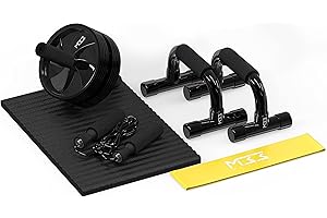 HYDRATE Gym Kit Equipment - Abs Roller Wheel Workout Set with Knee Pad, Push Up Handles, Skipping Rope and Resistance Band - Boost Core Strength, Enhance Fitness, Ideal for Home Workouts & Abdominal Training