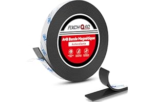 FIXCHORD Bande Magnetique Adhesive, Bande Magnétique Autocollante, Bande Aimantée Adhésive pour Moustiquaires, Rideaux de Fenêtre, DIY & Plus 6m*15mm