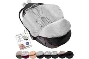 ‎MILLYBO millybo Fußsack Baby Einschlagdecke für Winter geeignet für Kinderwagen Babyschale Babybett Autositz Buggy (605.001 Nylon Graphit - Minky grau)