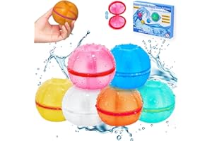 Daover 6PCS Reusable Water Balloons, Magnetic Self-Sealing Quick Fill Water Balloons Toys Beach Balls for Kids Silicone Water Balls for Summer Pool Parties Games