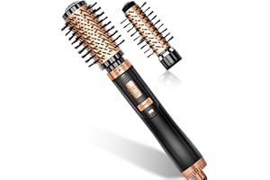 Rotating Hair Dryer Brush, UKLISS Hot Air Styler 2 in 1 with 28mm | 53mm Hair Curling Brush, Blow Dryer for Styling, Hot Brush Hairdryer for Short Long Hair, Gifts Set for Women Hair Styling - Black