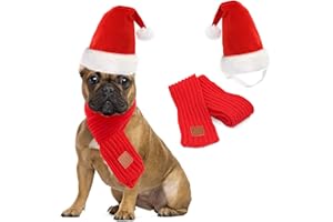 RANYPET Bonnet de Noël et écharpe pour chien - Costume de chien de Noël pour animaux de compagnie Bonnet de Noël pour chiens de petite taille et grande
