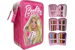 PELLECCHIA 1969 Astuccio 3 Scomparti 3D Bambini, Per Barbie Fan, 44 Accessori Scuola Elementare Bambina 3 Zip, 20 Centimetri