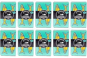 Fish 4 Ever | Mackerel Fillets In Organic Sunflower Oil - Sustainably Fished. Tin Canned Food Rich In Omega-3. Great Used In A Dip, Pate Or Salad | 125g (Pack of 10)