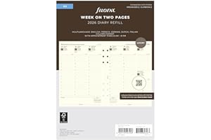 Filofax Agenda 2026 26-68513, formato A5, settimana su due pagine, formato colonna, 5 lingue, cotone crema