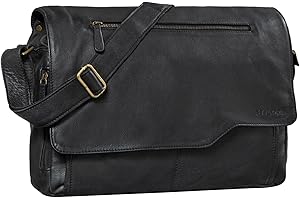STILORD 'Marvin' Bolso Bandolera de Piel para Hombre y Mujer Bolsa de Mensajero para portátil de 15,6' Maletín Unisex de auténtico Cuero Vintage