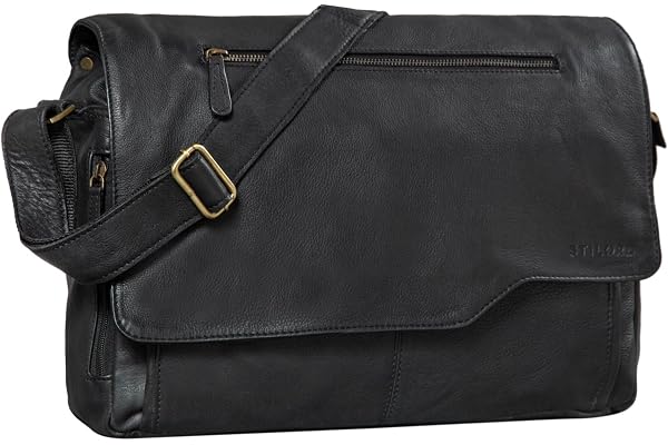 STILORD 'Marvin' Sac Messager pour Homme Cuir Vintage Travail Université Bureau Sac à Bandoulière Sac pour Ordinateur Portable 15,6 Pouces Couleur:Noir