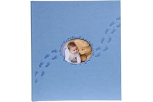 Exacompta 12203E Piloo, 1 Album Libro Fotografico 29x32cm Per 300 Foto, 60 Pagine Bianche Con Divisori In Pergamena, Copertina In Carta Goffrata Con Piedini In Rilievo E Riquadro, Blu