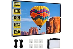 Projector Screen 60 Inch, Yingstar 16:9 HD Double Sided Projection Screens, Anti-Crease Foldable Portable Projector Screen For Outdoor Cinema Garden Home Indoor Camping Theater Office