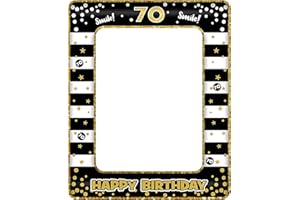 YAAVAAW 70th Birthday Photo Booth Props,Black Gold Inflatable Selfie Frame Picture Frame,Giant Inflatable Party Photo Booth Frame for 70th Birthday Party Decorations Supplies Men Women Favor Gift
