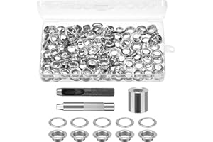 Bczhieulw 120 Set Occhielli Metallici，10mm Occhielli per Tende,Occhielli con Diametro Interno, Attrezzo di Montaggio E Base，Strumento di Perforazione, Adatto per Borse in Pelle,Tenda (10mm)
