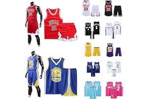 NHNKR 2 Pièces Maillot Basket Enfant/Adulte,Maillot sans Manches Pantalon Court,Basket Maillots Basketball Jersey et Short Ensemble de Maillot F