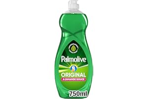 PALMOLIVE - Liquide Vaisselle Palmolive Original à l'Amande Douce - Respectueux de la Peau - Produit Dégraissant Pour une Vaisselle Étincelante - Flacon 750 ml