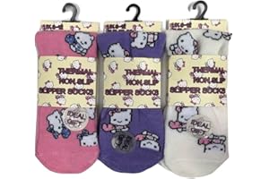 ITRAT Girls Children Kitty Cat Warm Thermal Non Slip Gripper Bed Socks, Bedwear socks Anti-skid slip Grip socks for Home workout sports, Girls' Yoga Socks Assorted Color (2 Pairs)