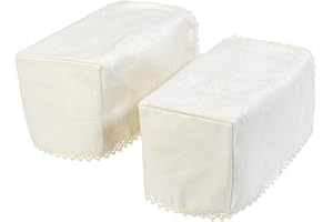 Classic Home Store Decorative Jacquard Damask Pair of Mini Square Arm Caps Antimacassar Furniture Protector (Cream)