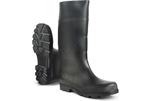 JUJU Men's Black Knee-High Waterproof Wellington Rain Boots, UK Sizes 6-12