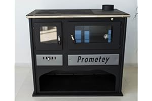 Lux, stufa a legna, con forno da cucina con vetro, Prometey 11 KW, Praktik