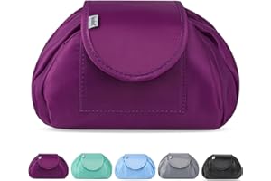 VAVABOX Lazy Kosmetikbeutel mit Kordelzug Portable Große Kosmetiktasche Reisetasche Make up Beutel Aufbewahrung Organisator für Damen Mädchen (Lila)