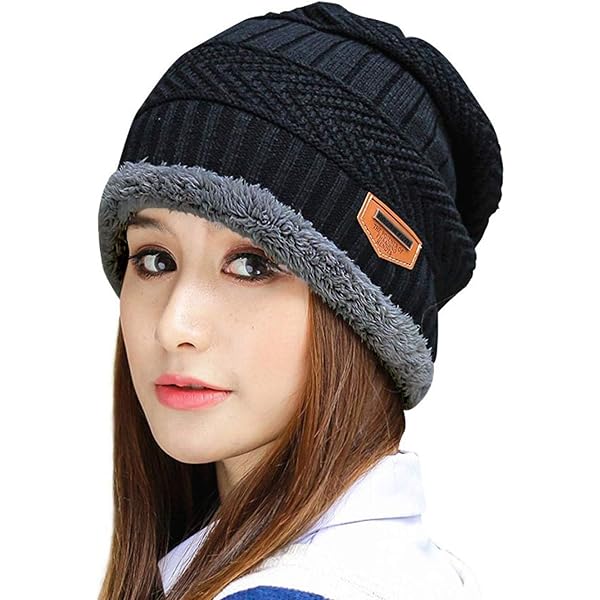 LANGZHEN Unisex Winter Beanie Hat With Brim - Warm Knitted Ski Hat For Men & Women