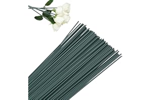 DYMHQ 80Pcs Pre-Cut Florists Stem Wire, 2mm x 30cm Green Lacquered Flower Wire for Floral Arrangement, Flexible Filigree Stub for DIY Craft Cake Decorating