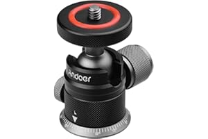 Mini Stativkopf Kugelkopf, Andoer Ballhead aus Aluminiumlegierung, 360 Grad Kamera Kugelkopf mit skalierter asis Universal 1/4 Befestigung für DSLR Kamera Stativ LCD-Monitor Blitz Licht