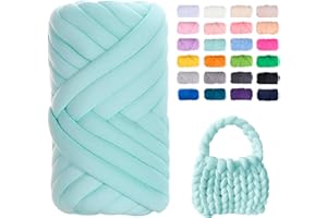 Uiopa Hilo Grueso para Tejer, 250g Hilo de Lana Gorda para Tejer a Mano, Hilo de Algodón Relleno de Crochet para Bolsos, Mantas, Cestas, Proyectos de DIY (Agua Verde)