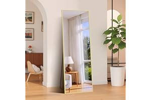 KOCUUY Rectangle Full Length Mirror, Gold 161 x 52 cm Wall Mirrors, Free Standing Mirror Full Body with Aluminum Alloy Frame, Suitable for Bedrooms, Hallway or Cloakroom