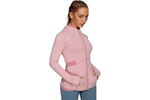 QUEENIEKE Chaqueta deportiva para mujer, corte ajustado, cremallera completa, orificios para el pulgar para correr