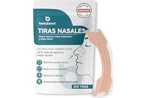 Bodytecni® MEGAPACK 200 Tiras Nasales Extra Fuertes | Nasal Strips Antironquidos | Facilitan la Respiración y el Descanso | Tiritas Nasales para Dormir, Alivio de la Congestión y Respirar Mejor