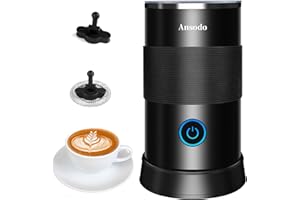 ANSODO 5 in 1 Electric Milk Frother and Heater 600W 240ML, Automatic Milk Frothers for Coffee, Hot and Cold Foam Maker and Milk Warmer (Black2023)