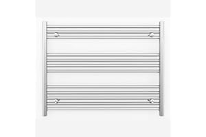 MYHOMEWARE 800mm Wide Flat Chrome Heated Towel Rail Radiator Designer Bathroom Radiator For Central Heating Designer (Elissa 800 / 700mm High)