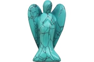 Lovionus89 Synteza zielony howlit turkusowy statuetka anioła, 5 cm, ręcznie rzeźbiony kamień uzdrawiający kryształ torba figurka dekoracja