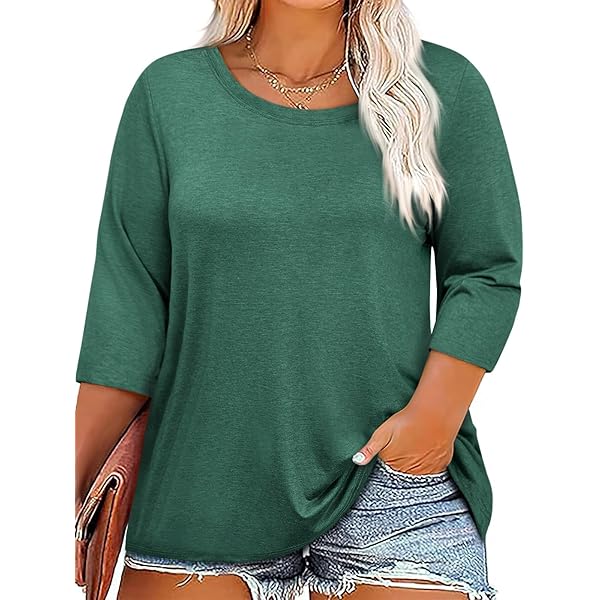 Cuptacc Shirt met lange mouwen voor dames, ronde hals, 3/4 mouwen, effen, basic, elegant T-shirt, zacht comfort, losse trui voor thuis, vrije tijd, onderweg, geel, S