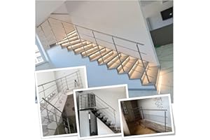Parpyon® ringhiera scala in acciaio inox AISI 304 uso interno balaustra 3 metri fissaggio a pavimento montaggio facile fai da te passamano parapetti scale