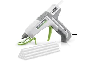 WORKPRO Pistolet à Colle Chaude 60 W/100 W avec 10 Bâtons de Colle 11x200 mm, Pistolet à Colle Électrique de Chauffage Rapide de 90S pour Bricolage/Réparation/Artisanat/DIY/Bureau/Maison, Gris Blanc