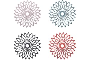 DRAGONX2 Sottopentola Silicone Fiore Set Di Sottobicchieri Silicone Floreale Isotermico Flessibile Antiscivolo Resistente Per Pentole,Padelle,Piatti,Bicchieri,Ciotole E Vasi(8 Pezzi,Diametro 19 Cm)