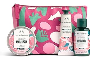 The Body Shop British Rose Little Christmas Gift Set (Shower Gel 60ml + Body Butter 50ml + Hand Cream 30ml), Festive Floral Trio with Rose Extract, Softening Body Care with Elegant Rose Scent, Vegan