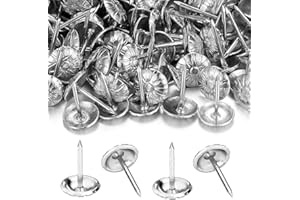 500 Pièces Clous de Tapissier, BetterJonny Robuste 17X11 MM Bronze Clous Tapissier Décoratifs Clou Rétro DIY Clous d'Ameublement pour Meubles Canapés Fauteuils Lits Chaises Vintage Decoratif, Argent