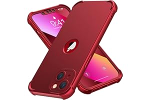 ORETECH [4-in-1 para Funda iPhone 13, con [2X Protector Pantalla, Carcasa Frontal y Trasera][Protección de cámara] 360 Grados Antigolpes Anti-Choque TPU Silicona Carcasa iPhone 13 Case 6.1", Rojo