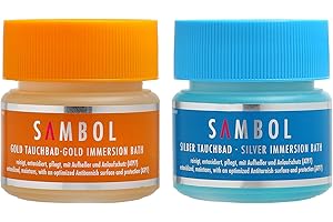 ‎SAMBOL Schmuckbad Tauchbad je 150 ml Made in Germany Schmuckputzmittel Profi Silber und Gold Reiniger Silberbad für Silberschmuck und Goldbad für Goldschmuck Silber & Gold (Gold und Silber, 150 ml)