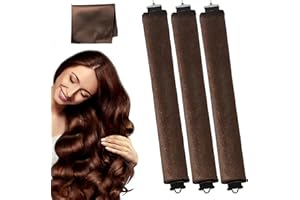 YUKYUM 3Pcs Silk Brown Overnight Blowout Curling Set for Long Hair, Lazy DIY Styling Tools for Women