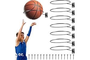 Funmo 8 PCS ball wall mount,Universal Ball Rack Metal Ball Wall Mount Sports Ball Display Rack for Basketball Football Volleyball, Black