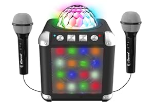 Cefa Toys-Karaoke con Amplificador, Disco ball, 2 Micrófonos, Altavoz Inalámbrico, Efectos de Luces y Sonidos, Compatible con Youtube, Spotify y Apps de Karaoke