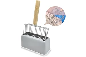 kathson Metall Katzenstreu Schaufel mit Halter, Große Kapazität Katzenkot Pee Scooper mit Caddy, Kitty Litter Schaufel Ständer, Katzenstreu Sieb Entsorgungssystem für Katzen oder Kätzchen (Grau)