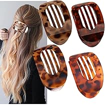 Elegante Haarklammern Set - 4er Pack Flache Spangen In Schwarz, Weiß, Leopardenmuster