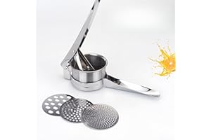 NBBENG Food Grade Stainless Steel Potato Ricer With 3 Interchangeable Discs - Multifunctional Press for Mashed Potatoes, Fruit & Vegetable Puree