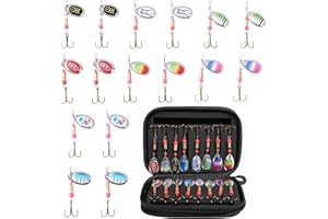 Vicloon Cebos de Cucharilla de Pesca, 16 Piezas Señuelos De Cucharilla de Pesca Spinner Cebo, Cucharas de Trucha Señuelos con Ganchos Agudos, Señuelos de Pesca con Bolsa, para Perca, Salmón, Lucio