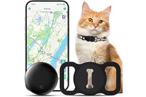 QUIXION Cat Tracker, Cat Tracker Collar, Real Time GPS Pet Tracker for Cats and Dogs, Dog Tracker with No Monthly Fees- Works Compatible with Apple Find My (Only iOS), Anti-Lost Cat Gps Tracker for Cat Dog