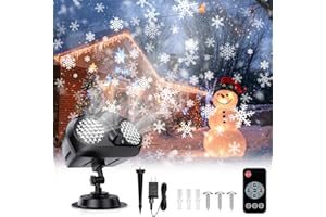 ‎RANJIMA RANJIMA Projektor Weihnachten Aussen, Dynamische LED Schneeflocken Projektor mit Fernbedienung, Wasserdicht Weihnachtsprojektor Weihnachtsbeleuchtung außen für Garten Fenster Hof Party Weihnachtsdeko
